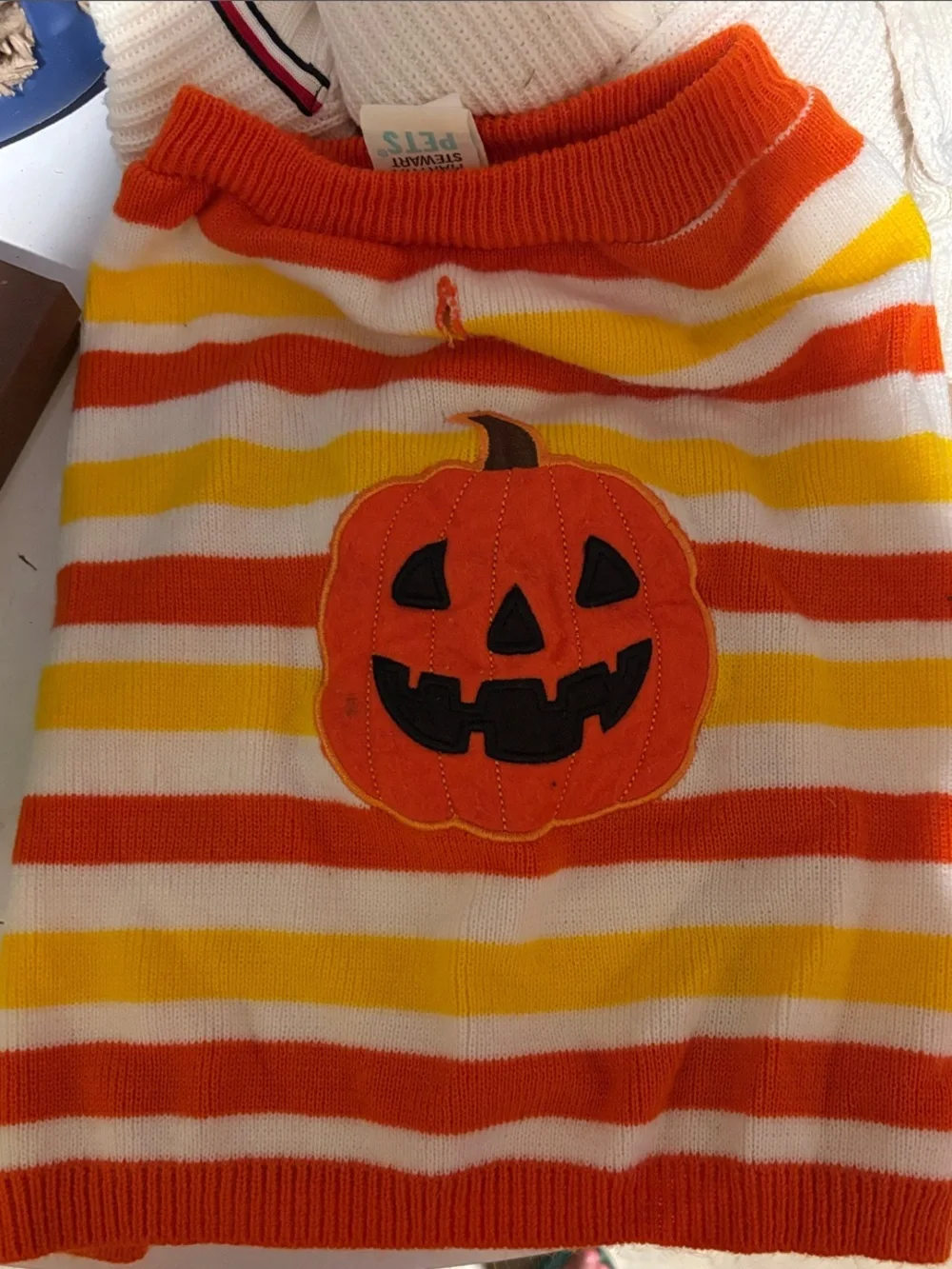 Striped Halloween Pumpkin Dog Costume Sweater - Martha Stewart Pets